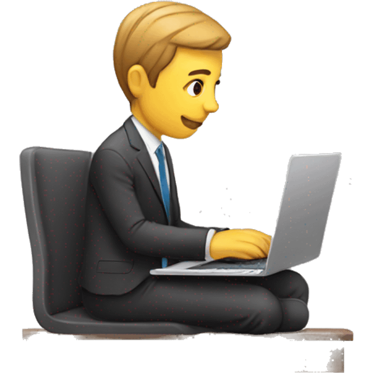 human on laptop wearing suite emoji