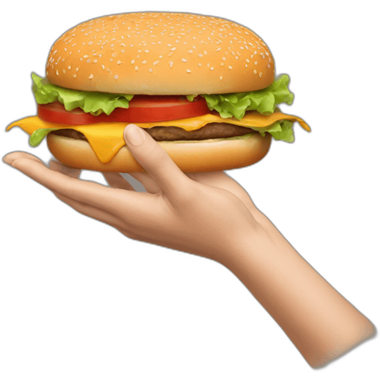 hands handing a burger emoji