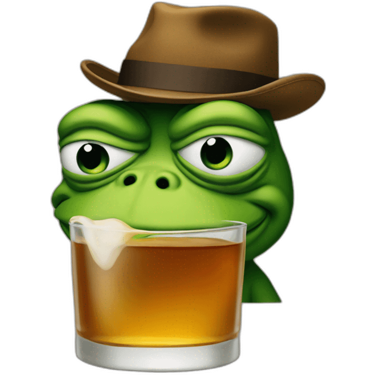 Pepe the frog with a whiskey emoji