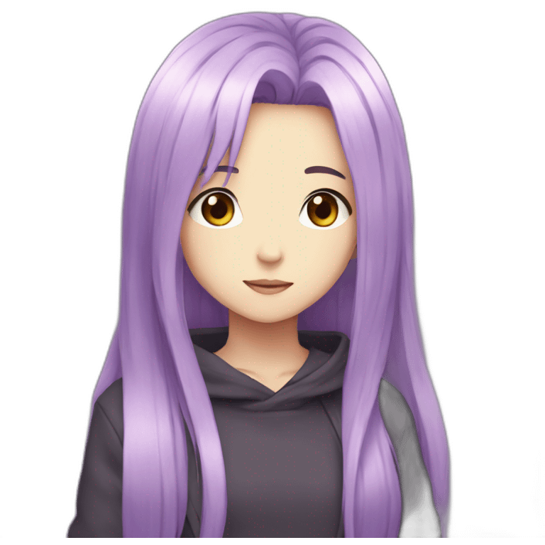 anime girl 12 years old with long purple hair emoji