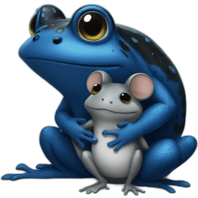 black toad hugs blue mouse emoji