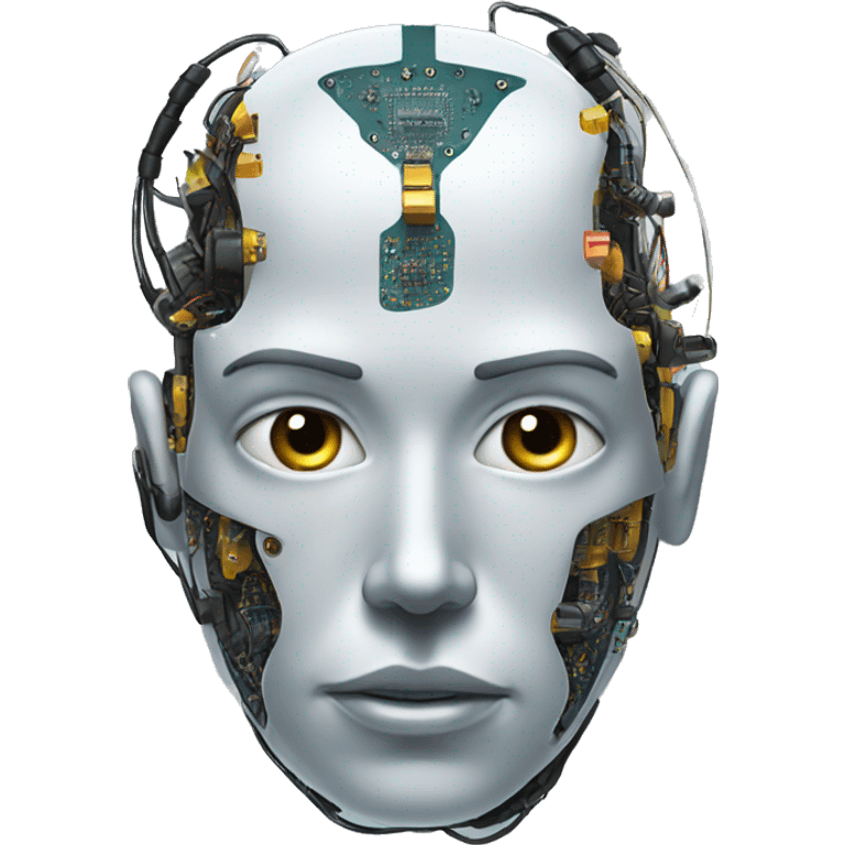 Cyborg head with eye implant and circuitry emoji