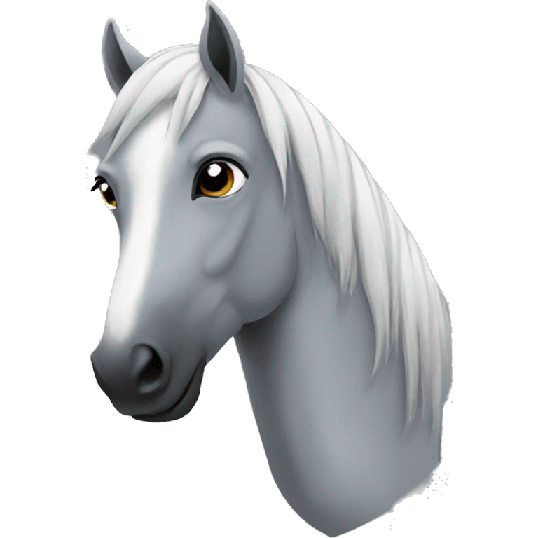 Grey horse with black mane emoji