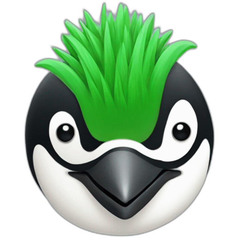 penguin head with green mowhawk emoji