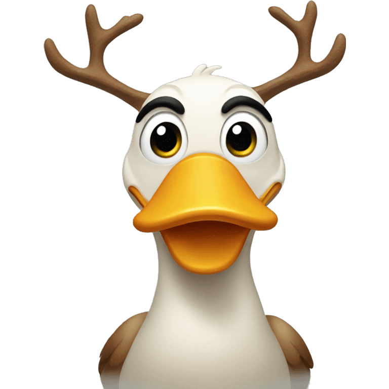 Duck with reindeer antlers emoji