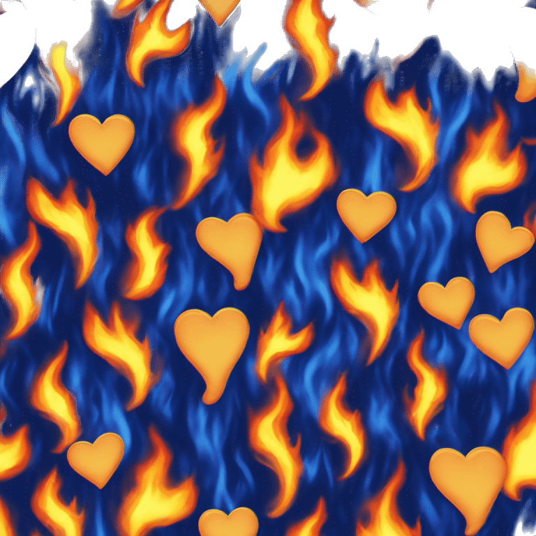 blue heart on fire with blue flames  emoji