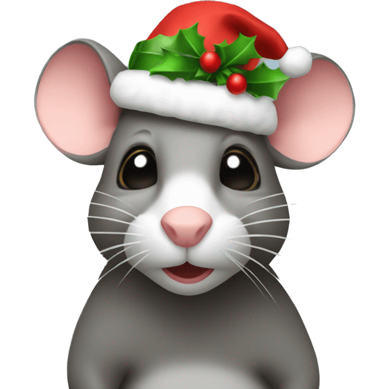 A rat with Christmas hat emoji