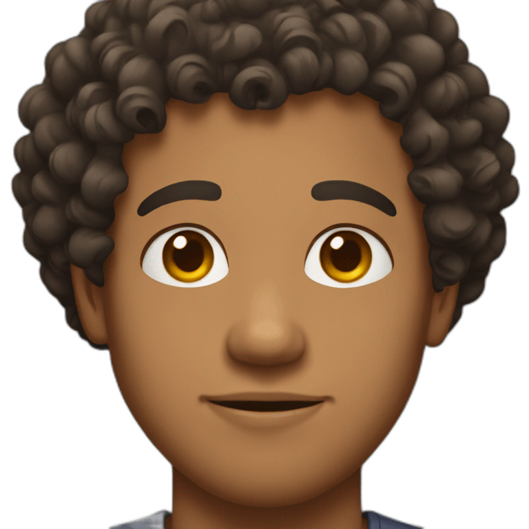 mixed race man with curly hair emoji