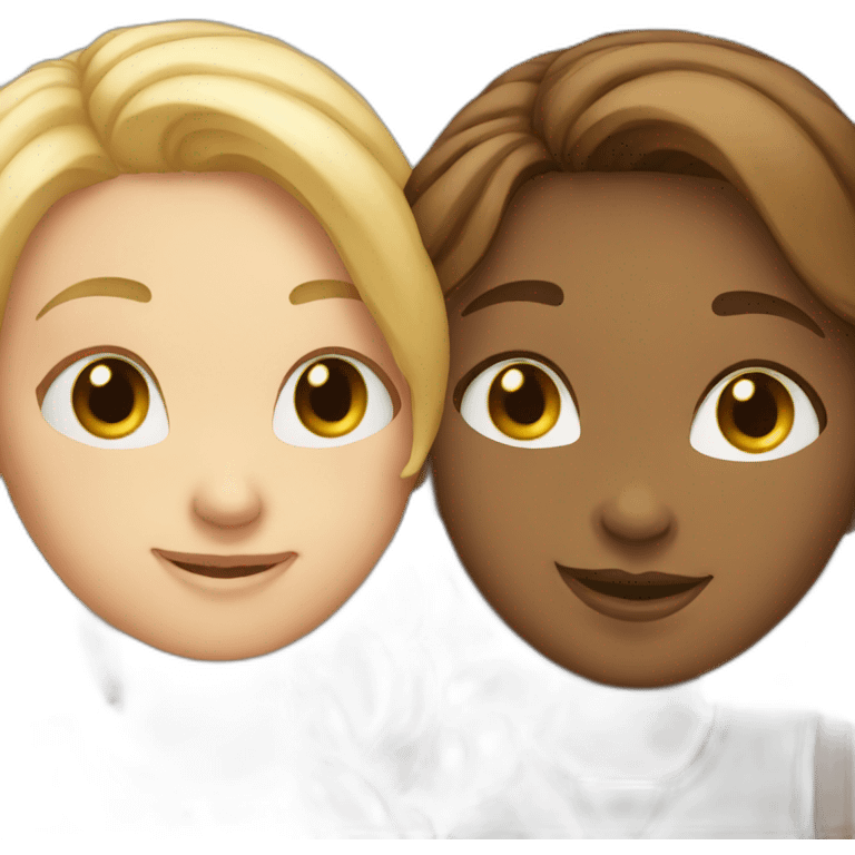 Two white girlfriends hugging emoji