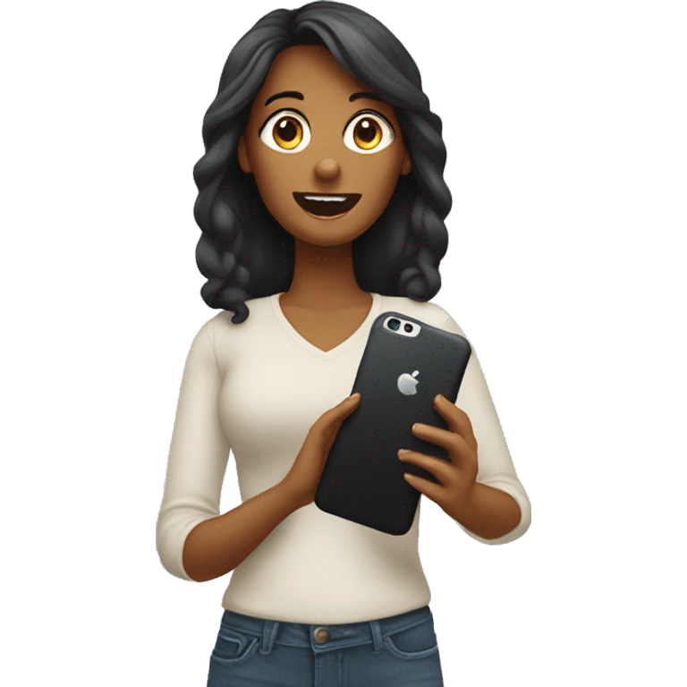 woman showing big phone emoji