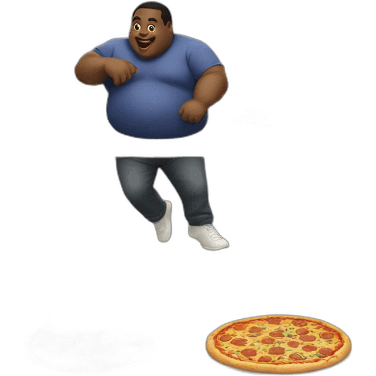 fat black guy kicking an alligator while eating pizza emoji