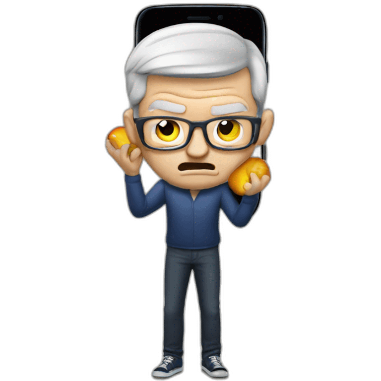 Angry Tim Cook with Samsung Galaxy Phone emoji