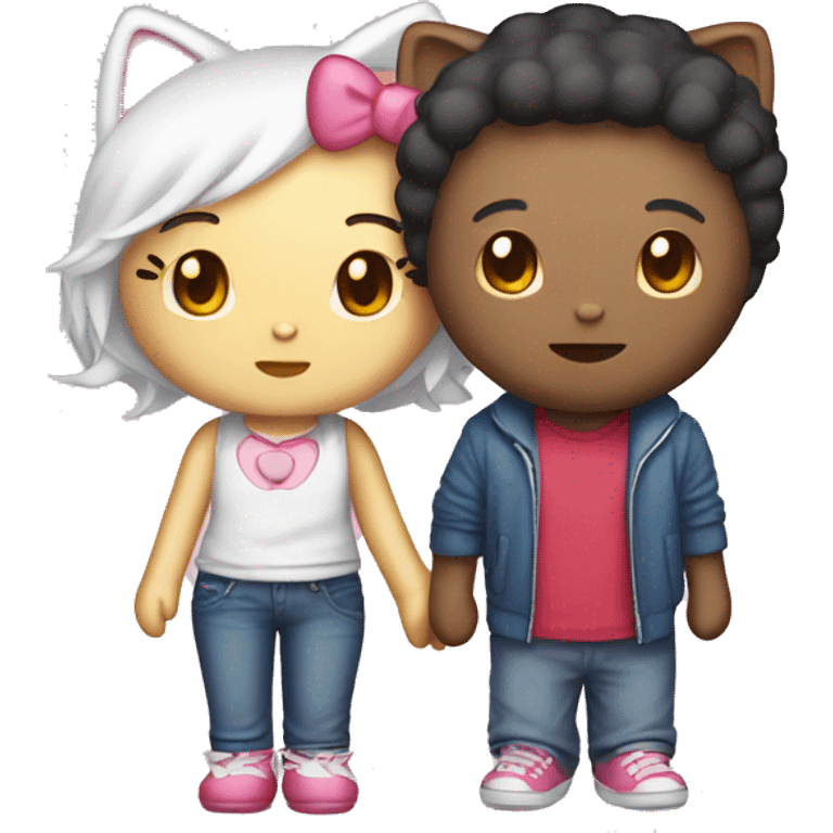 hello kitty with her boyfriend kitty emoji