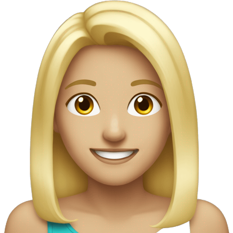 blonde girl smiling at viewer emoji