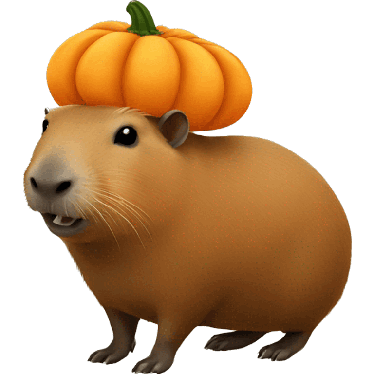 Capybara with pumpkin on head emoji