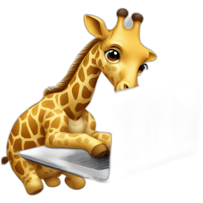 giraffe playing on laptop emoji