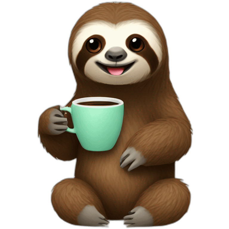 Sloth with coffee cup emoji