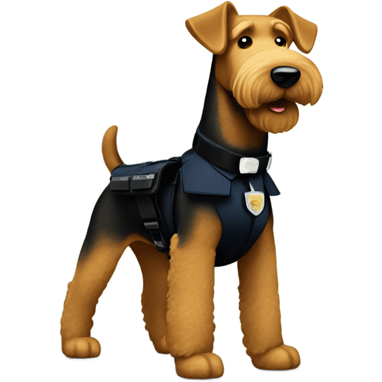 Airedale terrier police officer on a trail emoji