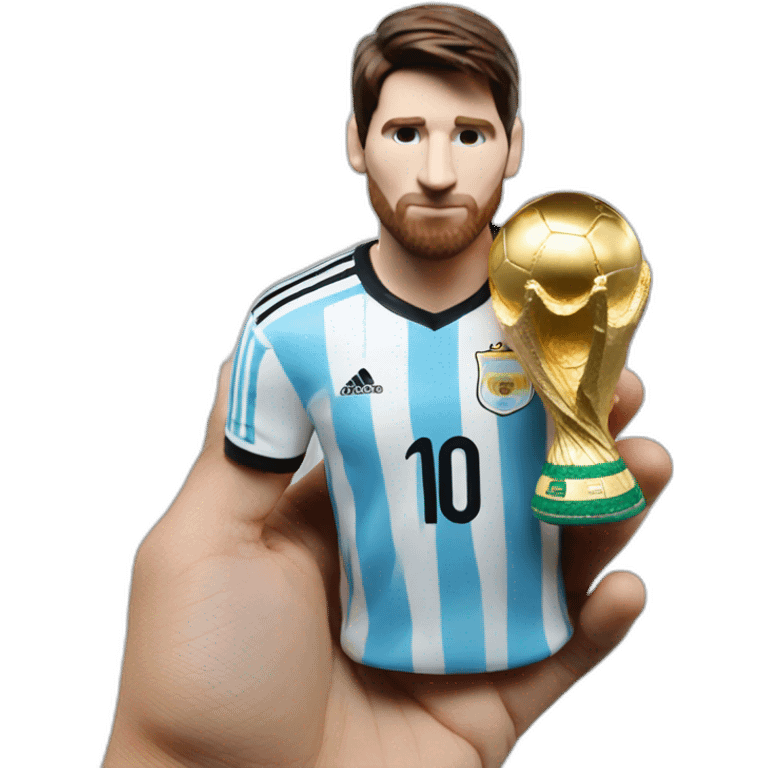 Messi holding world cup argentina jersey emoji