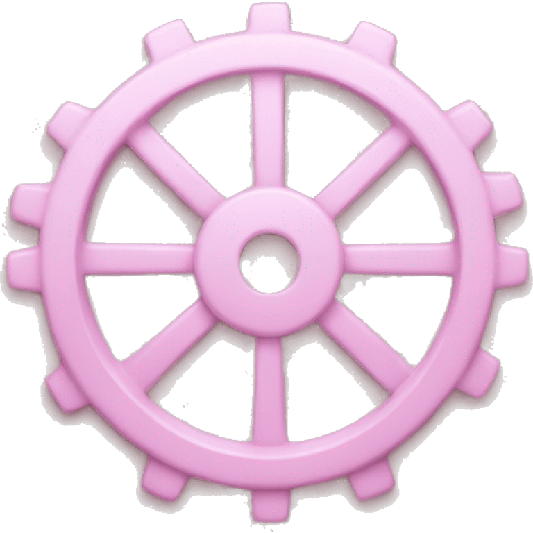 An emoji of a settings wheel in pastel pink emoji