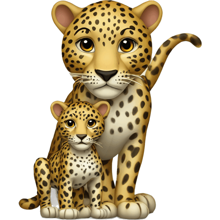 Leopard with cub  emoji