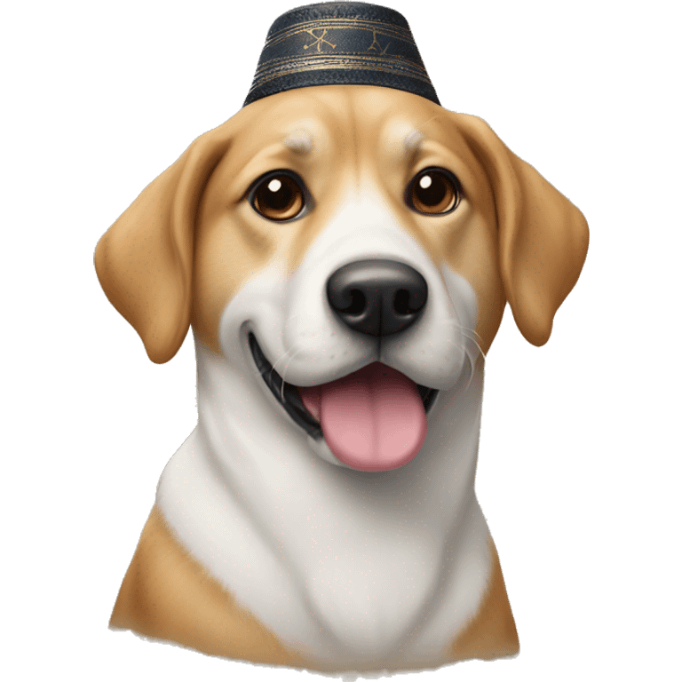 un chien avec un kippa emoji