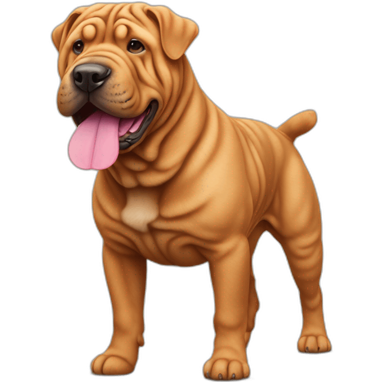 Red Shar-pei dog with pink nose, full body emoji