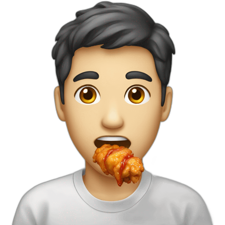 A person eating Korean chicken emoji