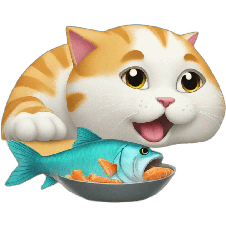 Cat eating a fish emoji