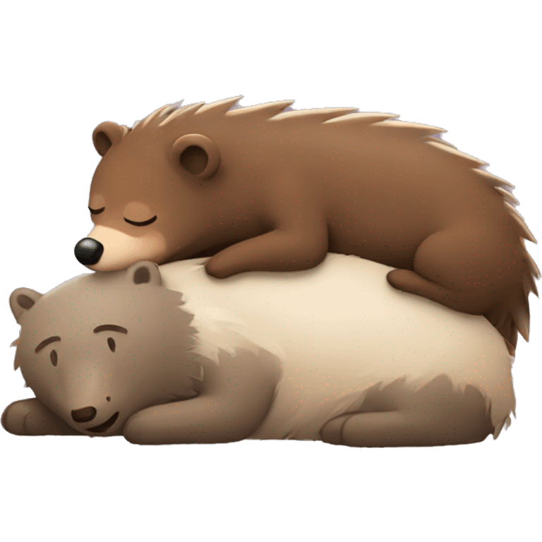 Sleeping bear and hedgehog emoji