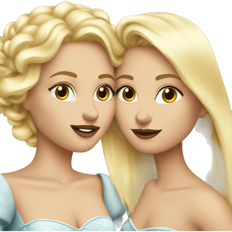 2 women princesses couple blonde kiss emoji