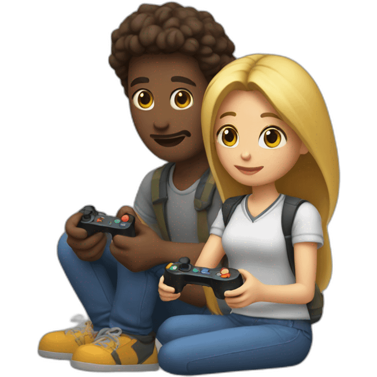 couple playing video game together emoji