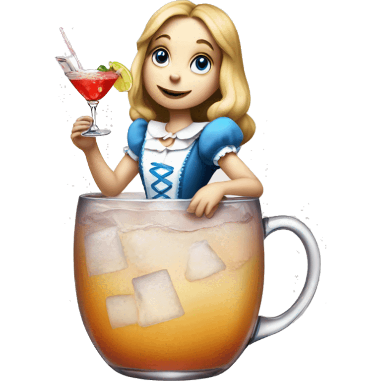 Alice In wonderland drinking a cocktail emoji