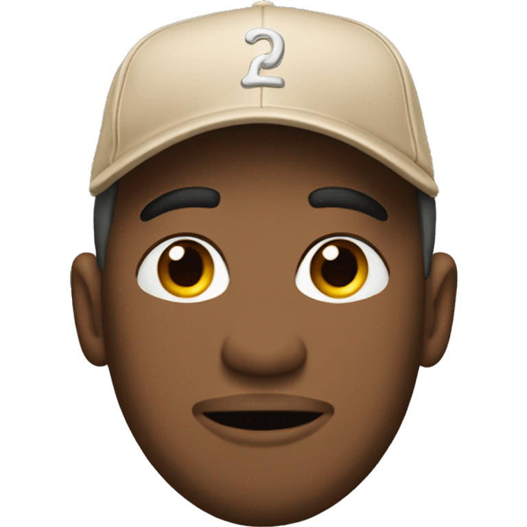 Man wearing a flesh colored butt shaped baseball cap emoji