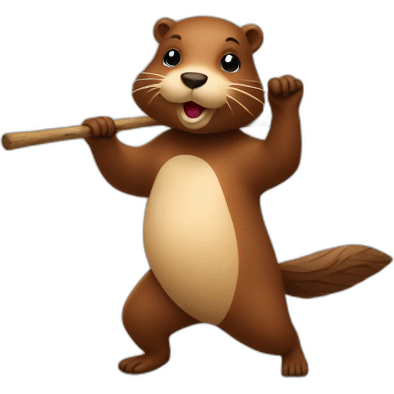 dancing beaver with stick emoji