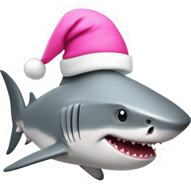 light grey shark with pink santa hat  emoji