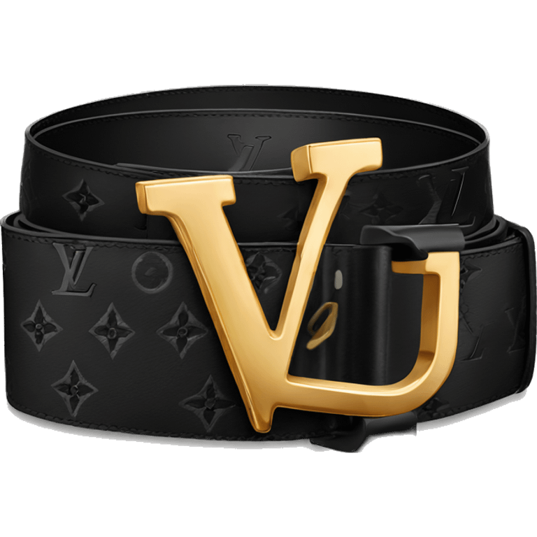 Luxury Black Louis hVuitton belt with Gold buckle emoji