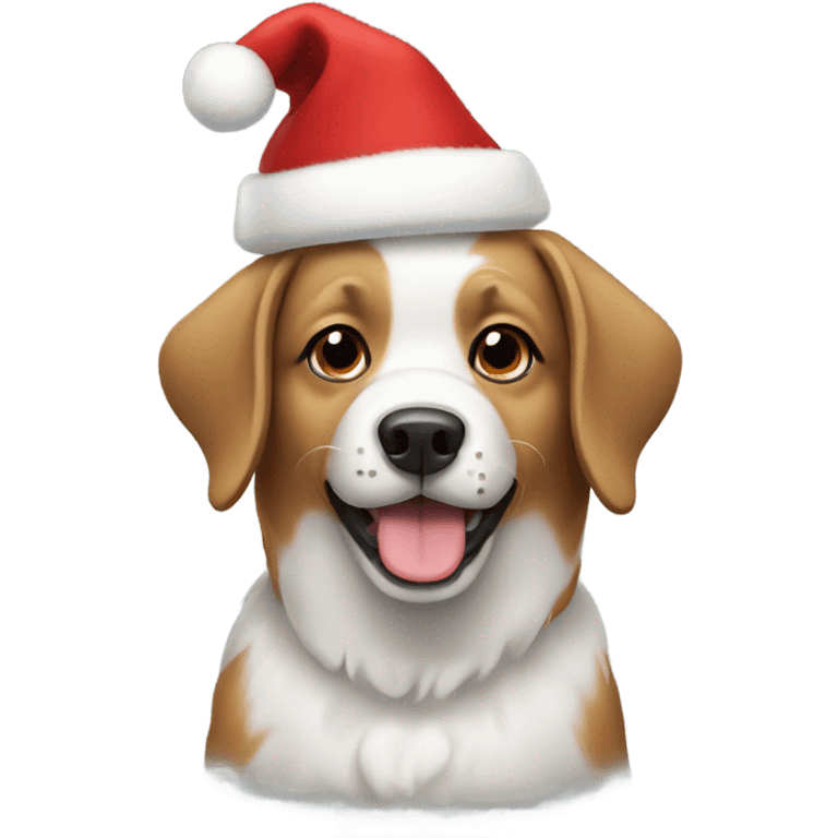 Dog wearing Christmas hat emoji