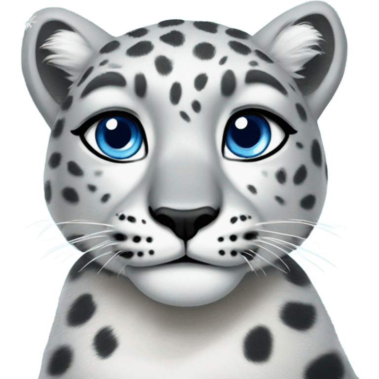 Snow leopard with light snowflakes on its head emoji