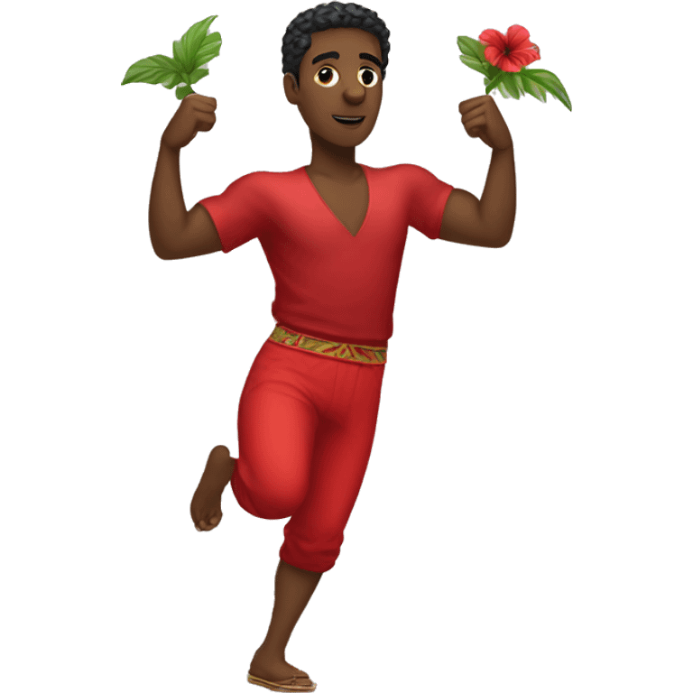 Red hibiscus male fan dancer emoji