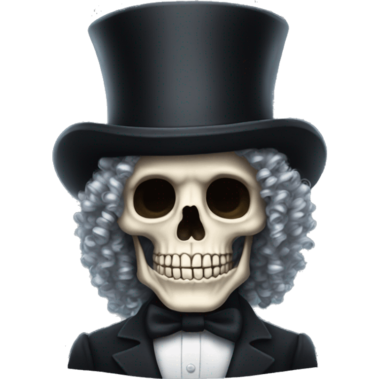 Top hat curly hair skeleton emoji