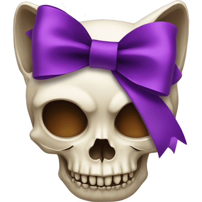 Cat Skull with purple bow emoji