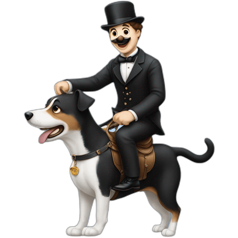 Chaplin riding a dog emoji