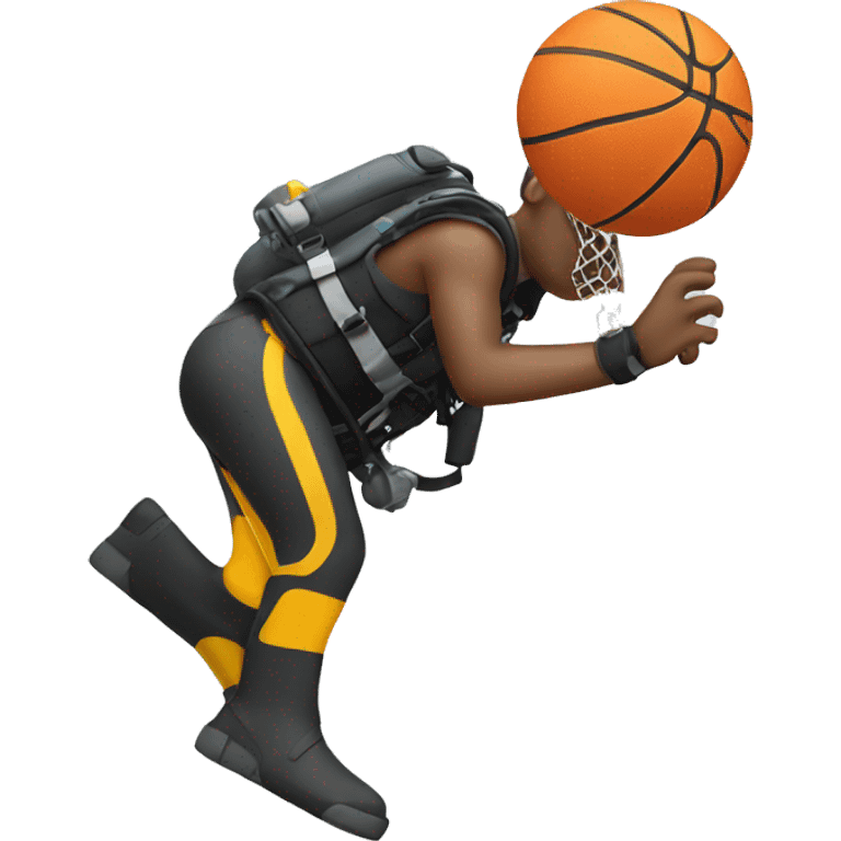 Guy shooting a basketball in a scuba diving outfit  emoji