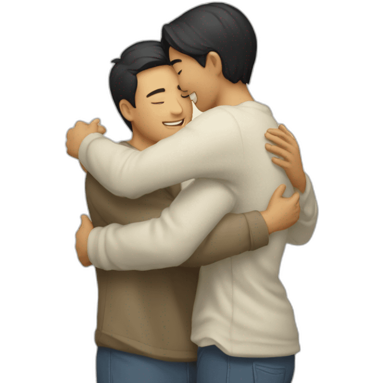 Asian male Berkeley student hugging jesus christ emoji