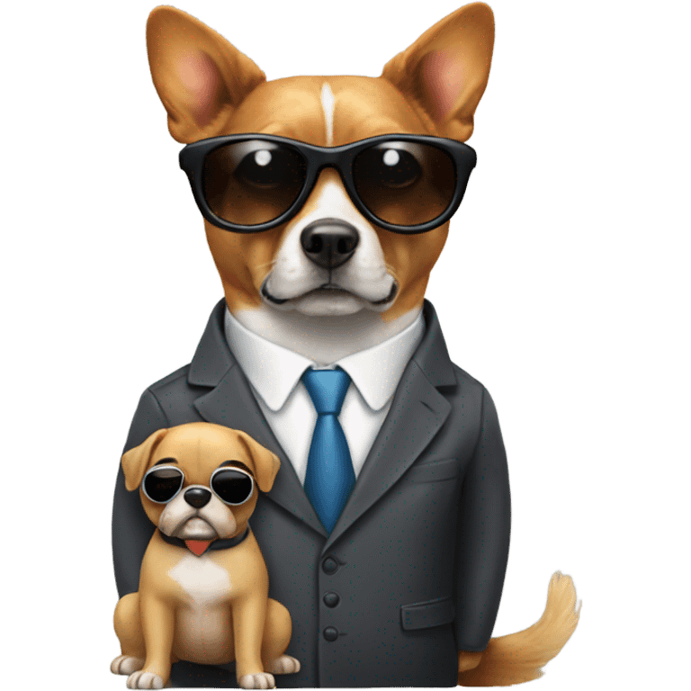 Butterfly wearing a suit with a dog wearing sunglasses emoji