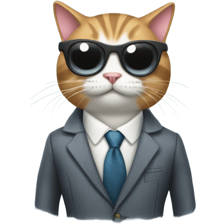 Cat with cool suit emoji