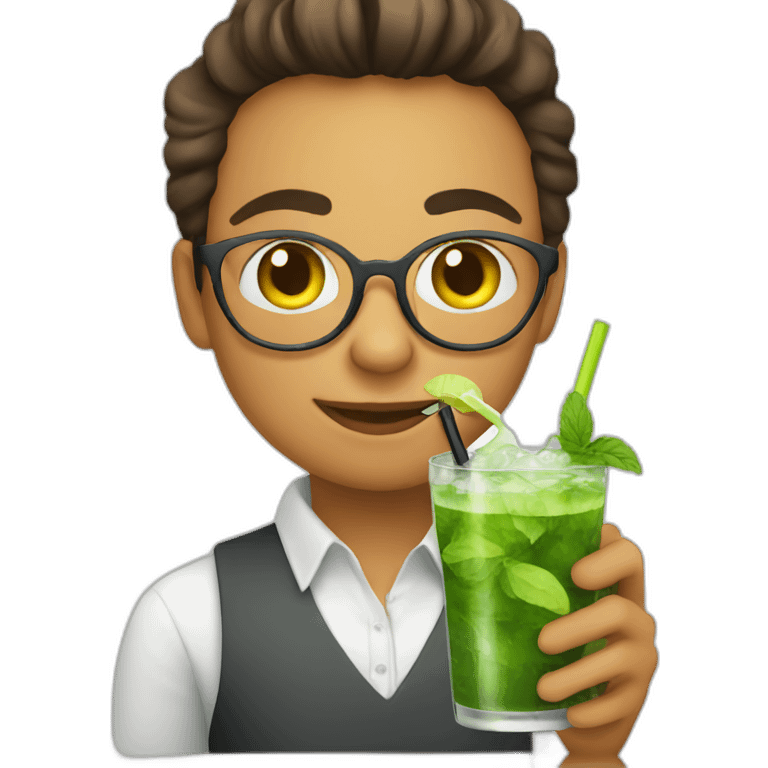 young teacher drinking mojito emoji