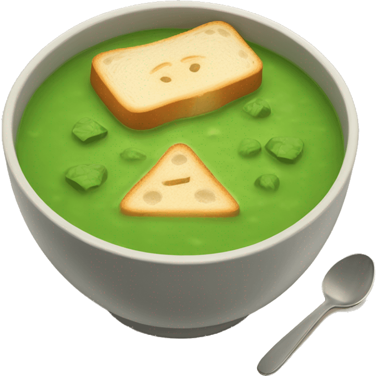 green soup with toast emoji