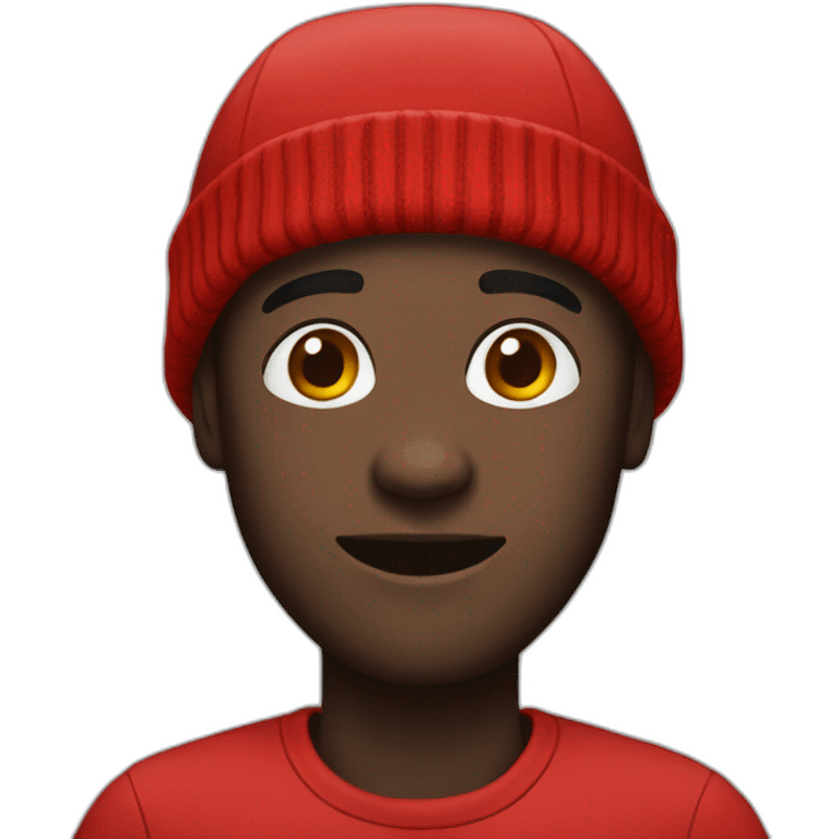 black man in red beanie hat emoji